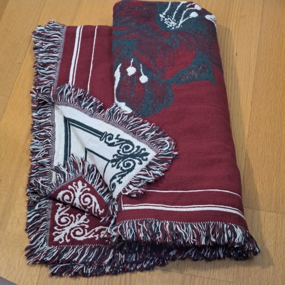 The Greenbrier Luxury Hotel Blanket Decorative Tassel 100% Cotton 49" X 73"